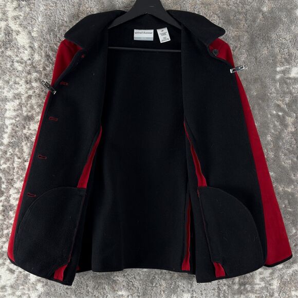 Alfred Dunner Petite Sz 12P Fleece Button Jacket Red Long Sleeve Zip Coat Pocket - Picture 3 of 8